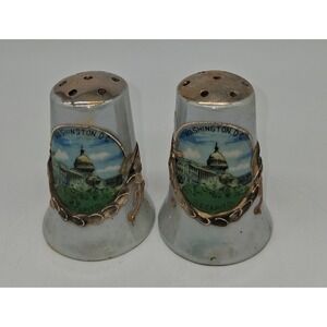 Vintage Washington DC US Capitol Moriage Dragon Salt and Pepper Shakers Set